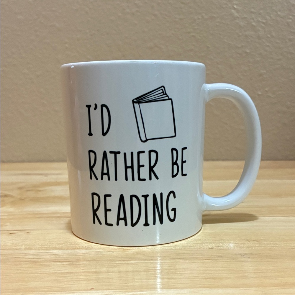 “I'd Rather Be Reading” white ceramic mug